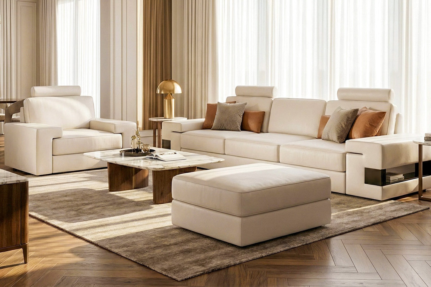 Mesa de jantar luxuosa com cadeiras de designer
